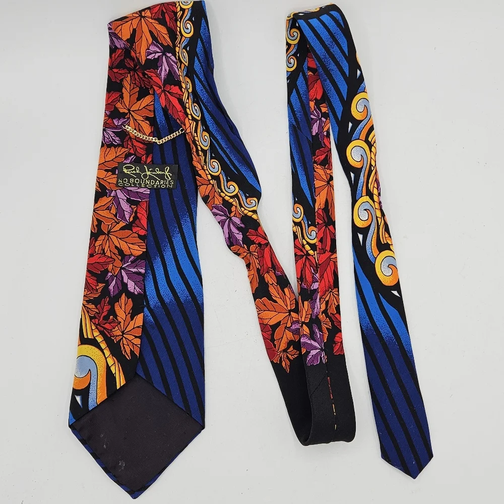 Rare Rush Limbaaug + no boundaries Blue Autumn Leaves Silk Tie
